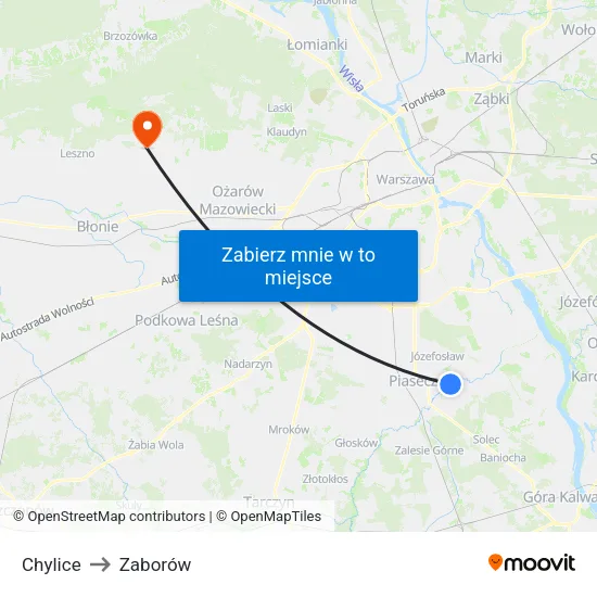 Chylice to Zaborów map