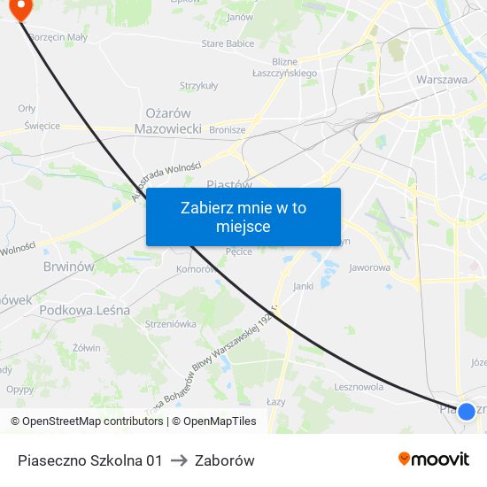 Piaseczno Szkolna 01 to Zaborów map