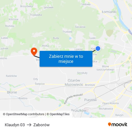 Klaudyn 03 to Zaborów map