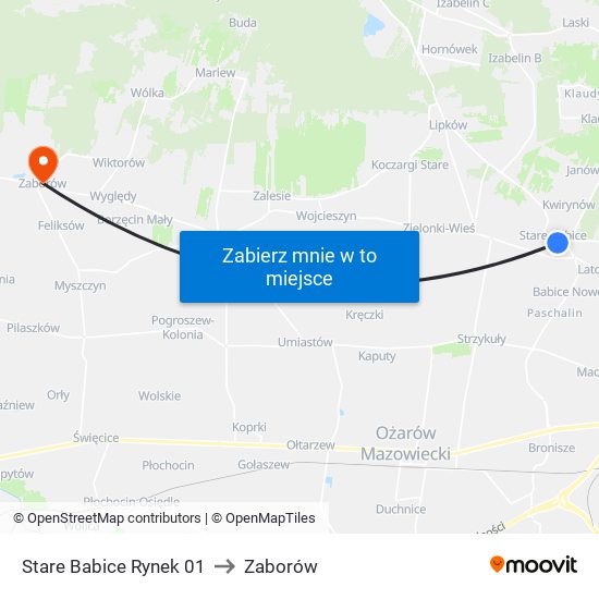 Stare Babice Rynek 01 to Zaborów map