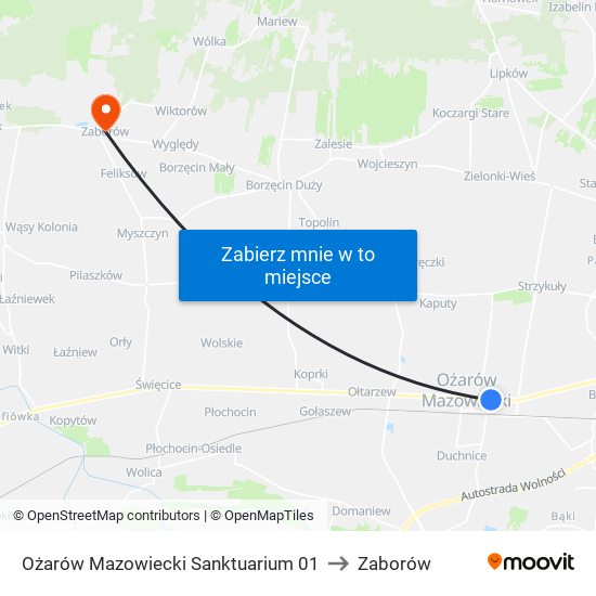 Ożarów Mazowiecki Sanktuarium 01 to Zaborów map