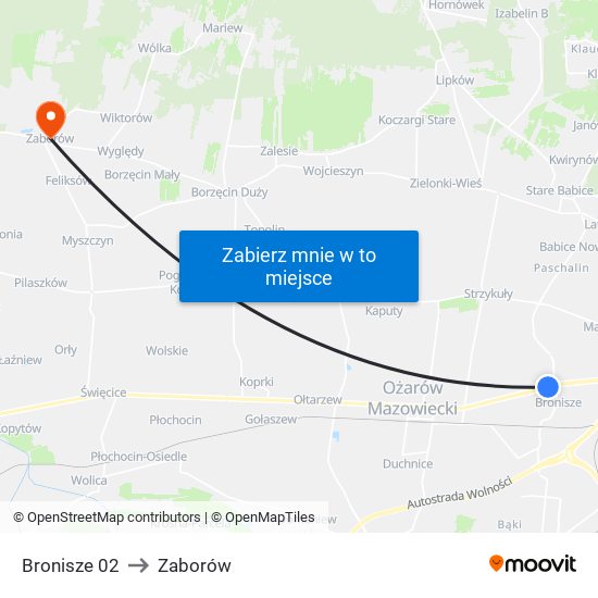 Bronisze 02 to Zaborów map