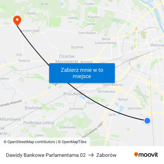 Dawidy Bankowe Parlamentarna 02 to Zaborów map