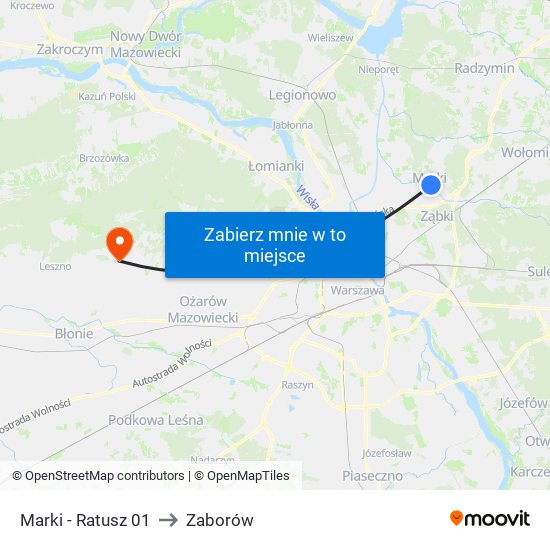 Marki - Ratusz 01 to Zaborów map