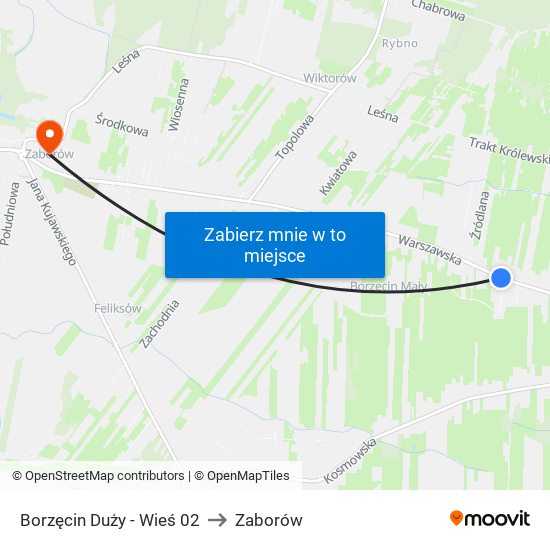 Borzęcin Duży-Wieś to Zaborów map