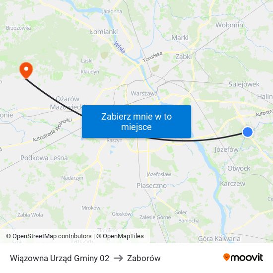 Wiązowna Urząd Gminy 02 to Zaborów map