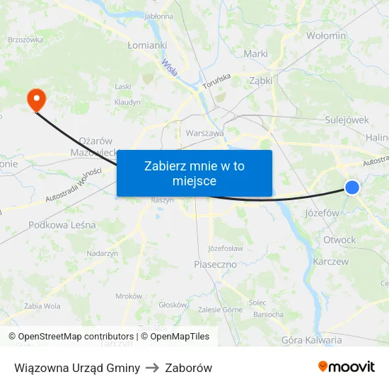 Wiązowna Urząd Gminy to Zaborów map