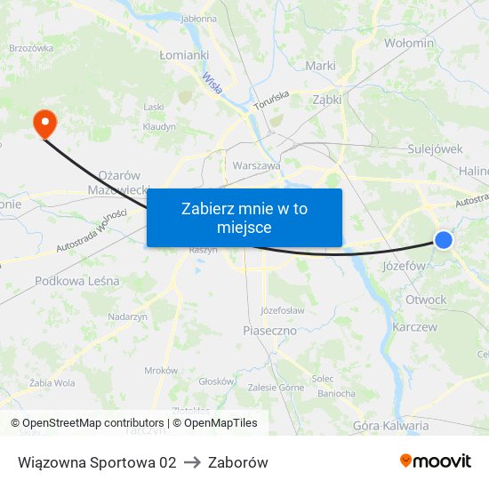 Wiązowna Sportowa 02 to Zaborów map