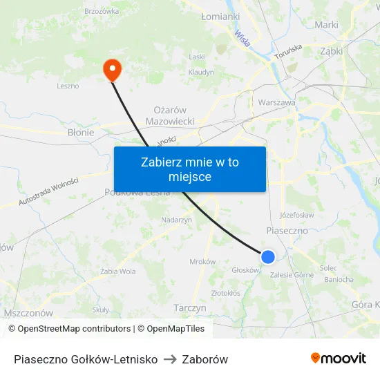 Piaseczno Gołków - Letnisko to Zaborów map