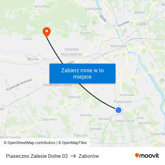 Piaseczno Zalesie Dolne 02 to Zaborów map