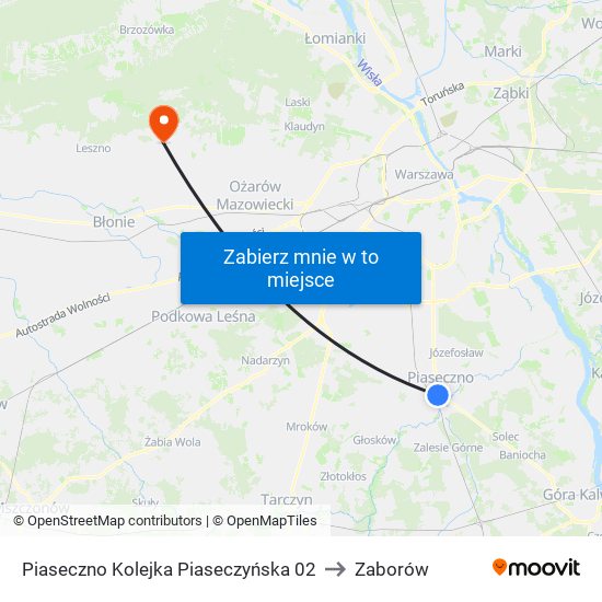 Piaseczno Kolejka Piaseczyńska 02 to Zaborów map