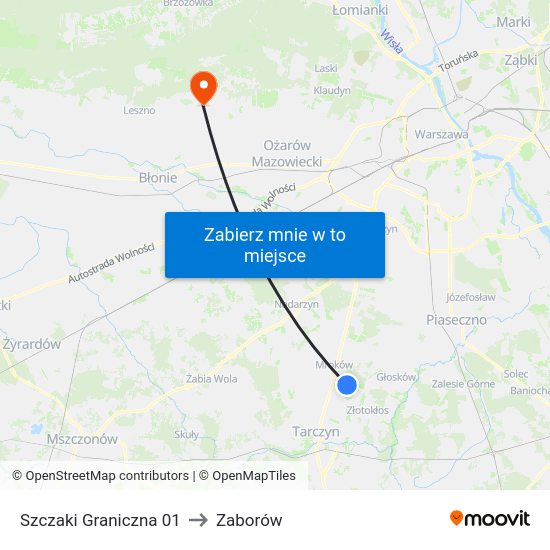 Szczaki Graniczna to Zaborów map