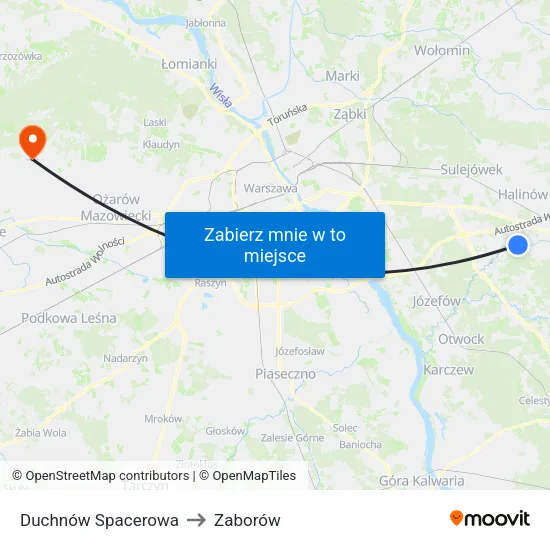 Duchnów Spacerowa to Zaborów map