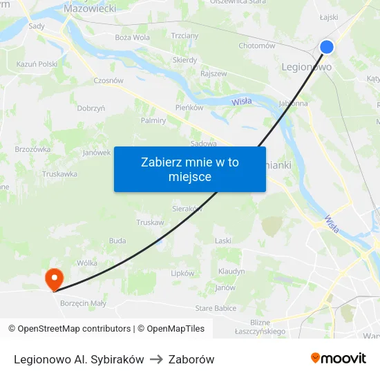 Legionowo Al. Sybiraków to Zaborów map