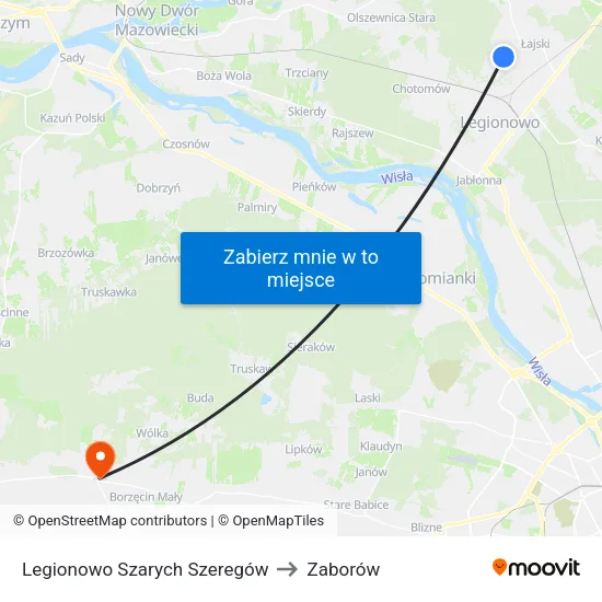 Legionowo Szarych Szeregów to Zaborów map