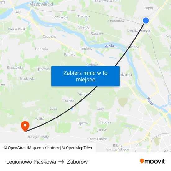 Legionowo Piaskowa to Zaborów map