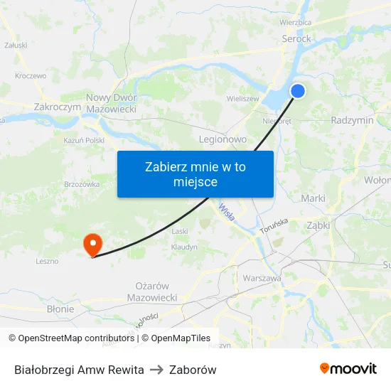 Białobrzegi Amw Rewita to Zaborów map
