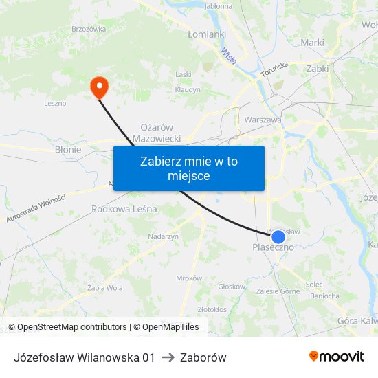 Józefosław Wilanowska 01 to Zaborów map