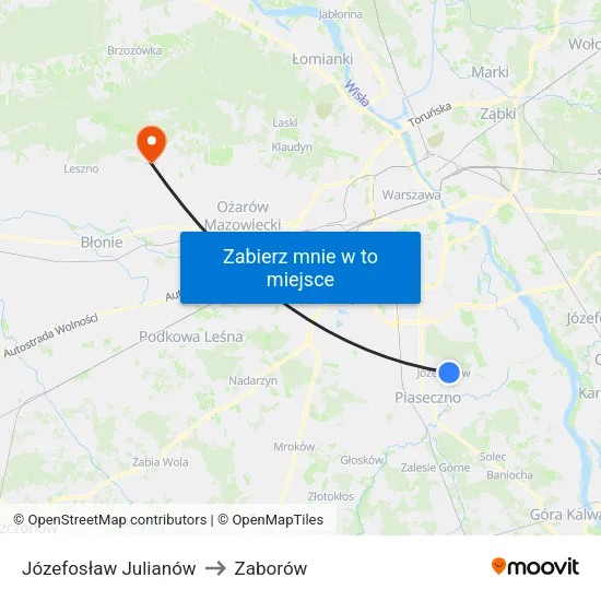 Józefosław Julianów to Zaborów map