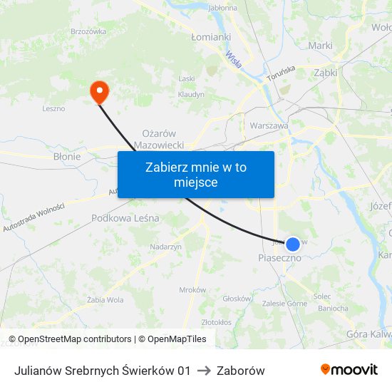 Julianów Srebrnych Świerków 01 to Zaborów map