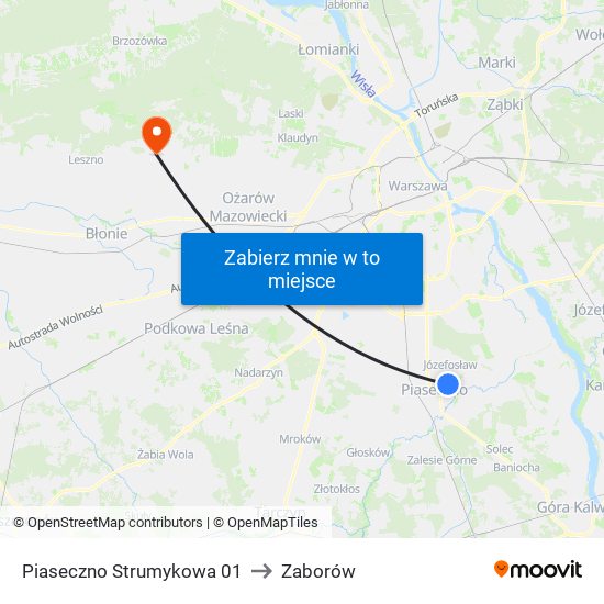 Piaseczno Strumykowa 01 to Zaborów map