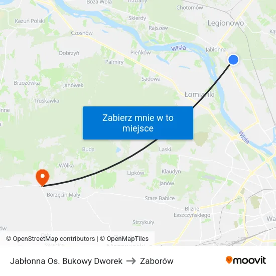 Jabłonna Os. Bukowy Dworek to Zaborów map