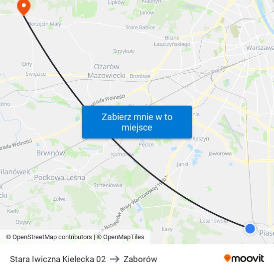 Stara Iwiczna Kielecka to Zaborów map