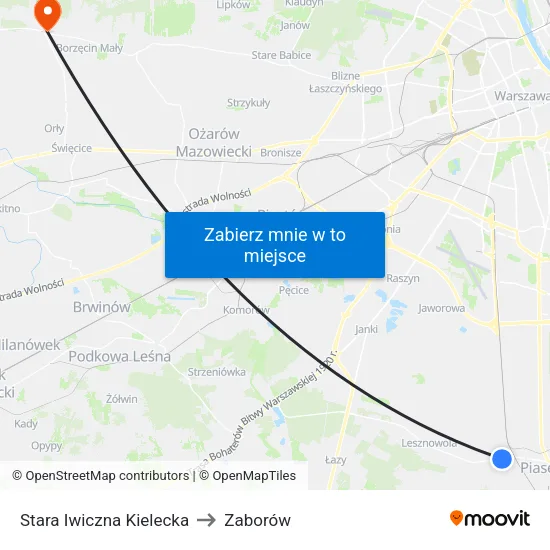 Stara Iwiczna Kielecka to Zaborów map