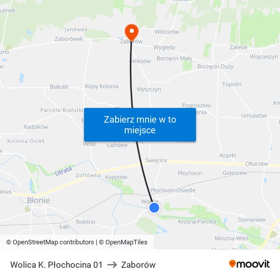 Wolica K. Płochocina 01 to Zaborów map