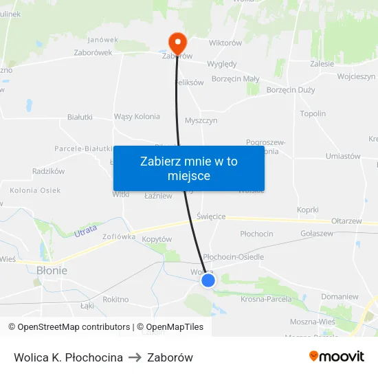 Wolica K. Płochocina to Zaborów map