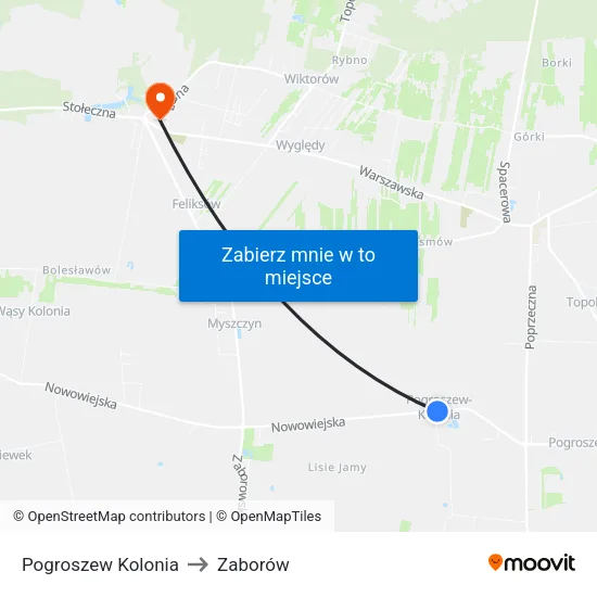 Pogroszew Kolonia to Zaborów map
