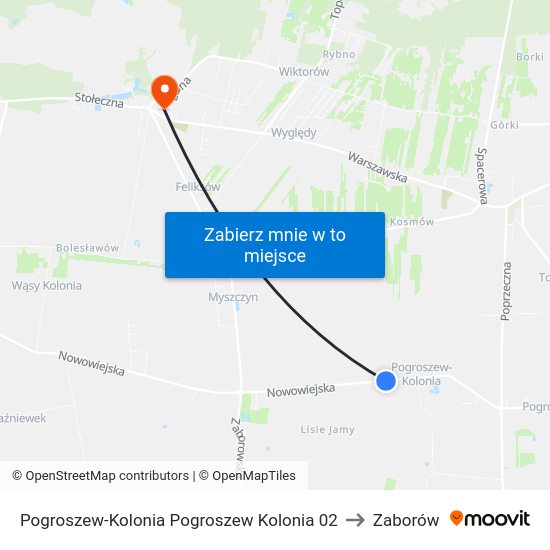 Pogroszew-Kolonia Pogroszew Kolonia 02 to Zaborów map