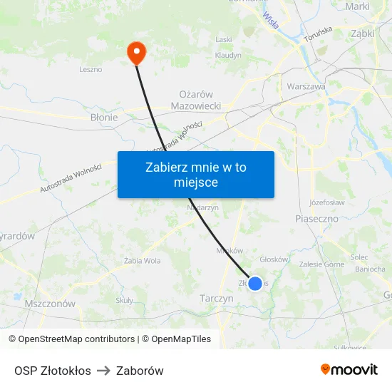 OSP Złotokłos to Zaborów map