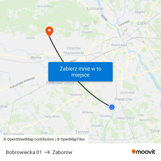 Bobrowiecka 01 to Zaborów map