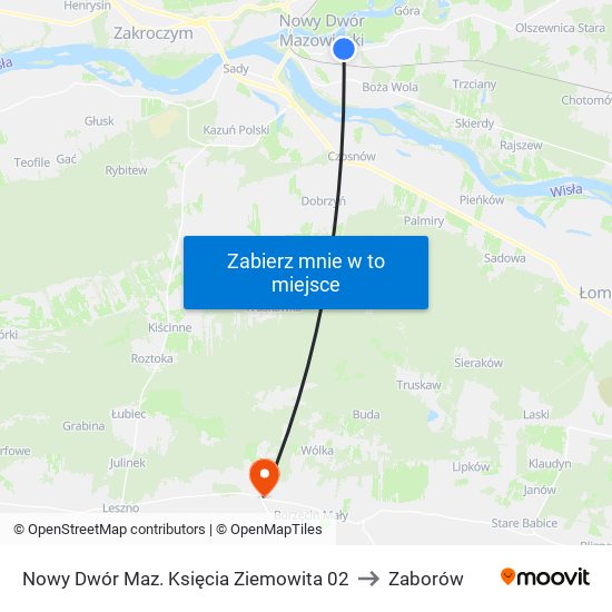 Nowy Dwór Maz. Księcia Ziemowita 02 to Zaborów map