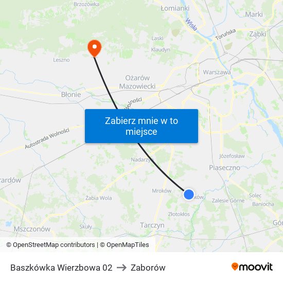 Baszkówka Wierzbowa 02 to Zaborów map