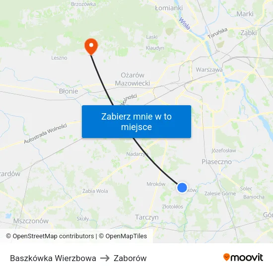 Baszkówka Wierzbowa to Zaborów map
