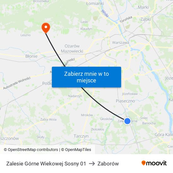 Zalesie Górne Wiekowej Sosny 01 to Zaborów map