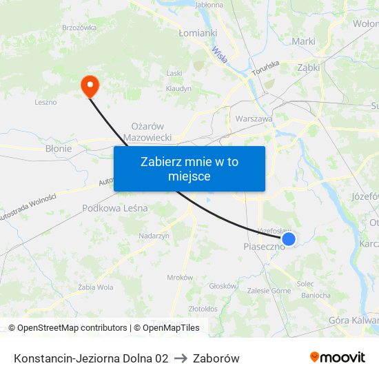 Konstancin-Jeziorna Dolna 02 to Zaborów map