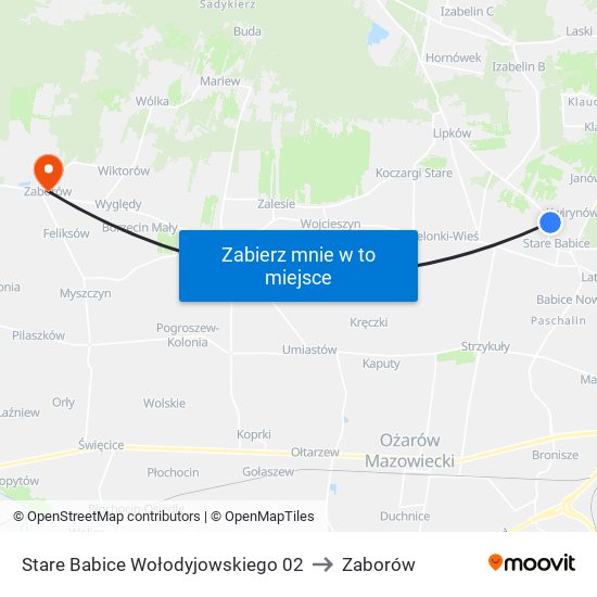 Stare Babice Wołodyjowskiego 02 to Zaborów map