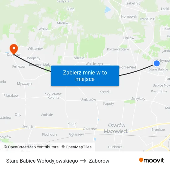 Stare Babice Wołodyjowskiego to Zaborów map