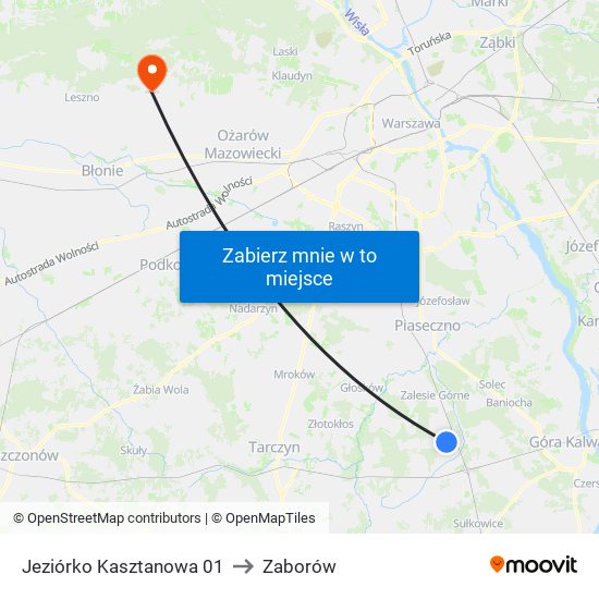Jeziórko Kasztanowa 01 to Zaborów map
