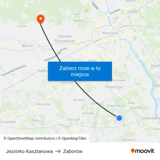 Jeziórko Kasztanowa to Zaborów map