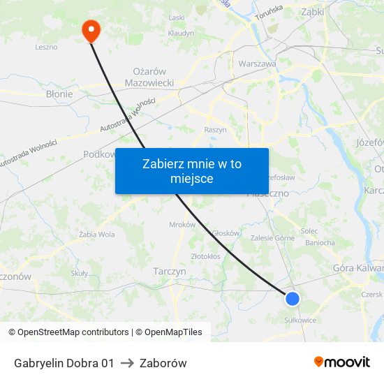 Gabryelin Dobra 01 to Zaborów map