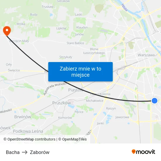 Bacha to Zaborów map