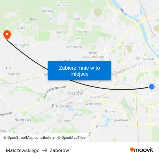 Malczewskiego to Zaborów map