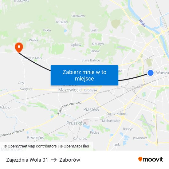 Zajezdnia Wola 01 to Zaborów map