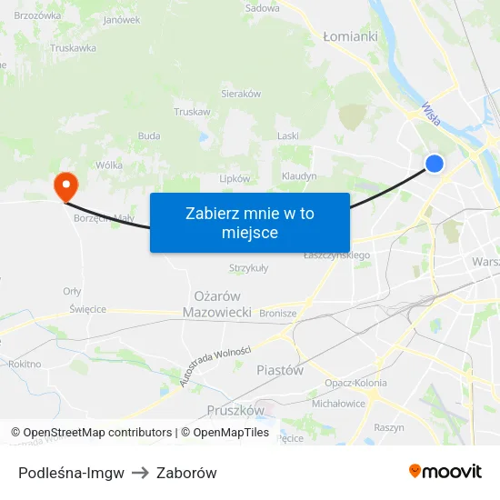 Podleśna - IMGW to Zaborów map