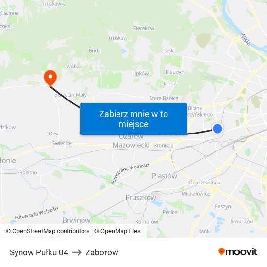 Synów Pułku to Zaborów map