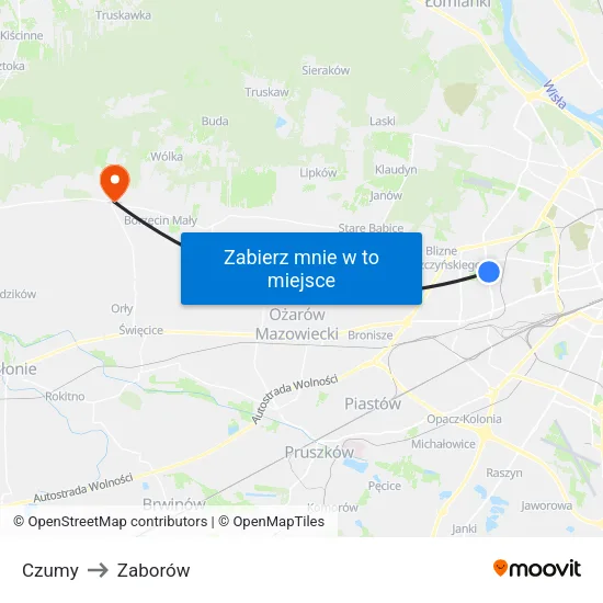 Czumy to Zaborów map